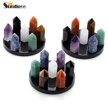 Load image into Gallery viewer, Sunligoo 7 Chakra Natural Healing Crystal Points 6 Faceted Wand Polished Tumbled GemStones for Reiki Energy Meditation Decor Set