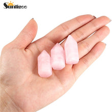 Load image into Gallery viewer, Sunligoo 7 Chakra Natural Healing Crystal Points 6 Faceted Wand Polished Tumbled GemStones for Reiki Energy Meditation Decor Set