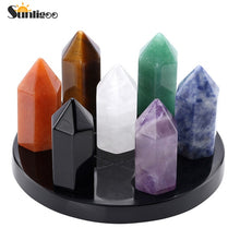Load image into Gallery viewer, Sunligoo 7 Chakra Natural Healing Crystal Points 6 Faceted Wand Polished Tumbled GemStones for Reiki Energy Meditation Decor Set