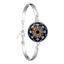 Load image into Gallery viewer, Charm Mandala Art Picture Bracelet Henna Yoga Om Symbol Zen Buddhism Glass Cabochon Chain Bangle Jewellery For Women Men Gift
