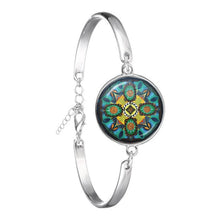 Load image into Gallery viewer, Charm Mandala Art Picture Bracelet Henna Yoga Om Symbol Zen Buddhism Glass Cabochon Chain Bangle Jewellery For Women Men Gift
