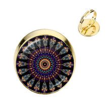 Load image into Gallery viewer, Charm Mandala Art Picture Rings Henna Yoga Om Symbol Zen Buddhism Glass Cabochon Dome Adjustable Rings For Women Girls Gift
