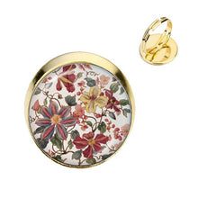 Load image into Gallery viewer, Charm Mandala Art Picture Rings Henna Yoga Om Symbol Zen Buddhism Glass Cabochon Dome Adjustable Rings For Women Girls Gift
