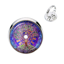 Load image into Gallery viewer, Charm Mandala Art Picture Rings Henna Yoga Om Symbol Zen Buddhism Glass Cabochon Dome Adjustable Rings For Women Girls Gift
