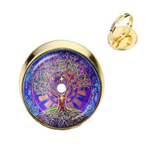 Load image into Gallery viewer, Charm Mandala Art Picture Rings Henna Yoga Om Symbol Zen Buddhism Glass Cabochon Dome Adjustable Rings For Women Girls Gift
