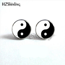 Load image into Gallery viewer, NES-00100  Yin Yang  Earrings Ying Yang  Ear Stud Magic Sign Zen Earrings Glass Cabochon Earrings HZ4

