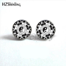 Load image into Gallery viewer, NES-00100  Yin Yang  Earrings Ying Yang  Ear Stud Magic Sign Zen Earrings Glass Cabochon Earrings HZ4
