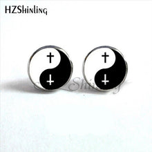 Load image into Gallery viewer, NES-00100  Yin Yang  Earrings Ying Yang  Ear Stud Magic Sign Zen Earrings Glass Cabochon Earrings HZ4
