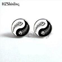 Load image into Gallery viewer, NES-00100  Yin Yang  Earrings Ying Yang  Ear Stud Magic Sign Zen Earrings Glass Cabochon Earrings HZ4
