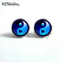Load image into Gallery viewer, NES-00100  Yin Yang  Earrings Ying Yang  Ear Stud Magic Sign Zen Earrings Glass Cabochon Earrings HZ4
