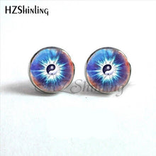 Load image into Gallery viewer, NES-00100  Yin Yang  Earrings Ying Yang  Ear Stud Magic Sign Zen Earrings Glass Cabochon Earrings HZ4
