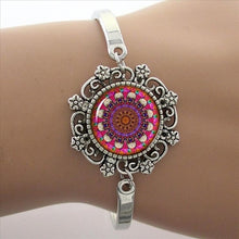 Load image into Gallery viewer, TAFREE Blue Mandala Art Picture Bracelet Hot Fashion Silver Plated Bracelet &amp; Bangle For Men Women Yoga Zen Jewelry Gifts HT011
