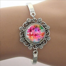 Load image into Gallery viewer, TAFREE Blue Mandala Art Picture Bracelet Hot Fashion Silver Plated Bracelet &amp; Bangle For Men Women Yoga Zen Jewelry Gifts HT011
