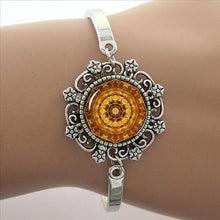 Load image into Gallery viewer, TAFREE Blue Mandala Art Picture Bracelet Hot Fashion Silver Plated Bracelet &amp; Bangle For Men Women Yoga Zen Jewelry Gifts HT011
