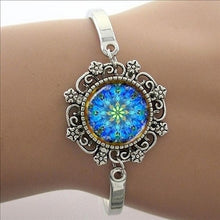 Load image into Gallery viewer, TAFREE Blue Mandala Art Picture Bracelet Hot Fashion Silver Plated Bracelet &amp; Bangle For Men Women Yoga Zen Jewelry Gifts HT011
