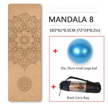 Load image into Gallery viewer, 70in Yoga mat Fitness Natural Cork mats Pilates Sport mat Balance Training mat Gym with Position Line Ant-Slip exercise yoga mat
