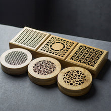 Load image into Gallery viewer, Bamboo Round Zen Incenso Burners Sandal Incense Holder Round sandalwood Censer Classical Hollow Incense Lore Living Room Decor
