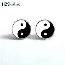Load image into Gallery viewer, NES-00100  Yin Yang  Earrings Ying Yang  Ear Stud Magic Sign Zen Earrings Glass Cabochon Earrings HZ4
