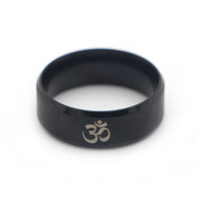 M1284 DMLSKY Om Symbol,Buddhism, Zen Art Ring Stainless Steel Jewelry India Om Yoga Motor Biker Rings Gift For Man Women