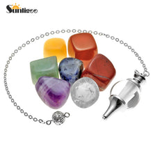 Load image into Gallery viewer, Set of 7 Chakras Crystal Healing Tumbled Pendulum Natural Stones And Minerals 15mm-25mm Crystals Decoration Figurine With Box
